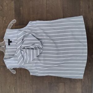Banana Republic Sleeveless Gray Blouse with White Stripes